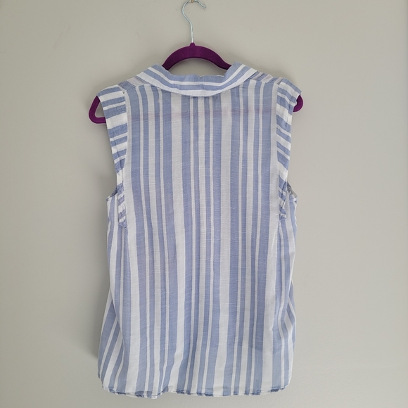Splendid Blue and White Striped Sleeveless Popover Top - Picture 5 of 10